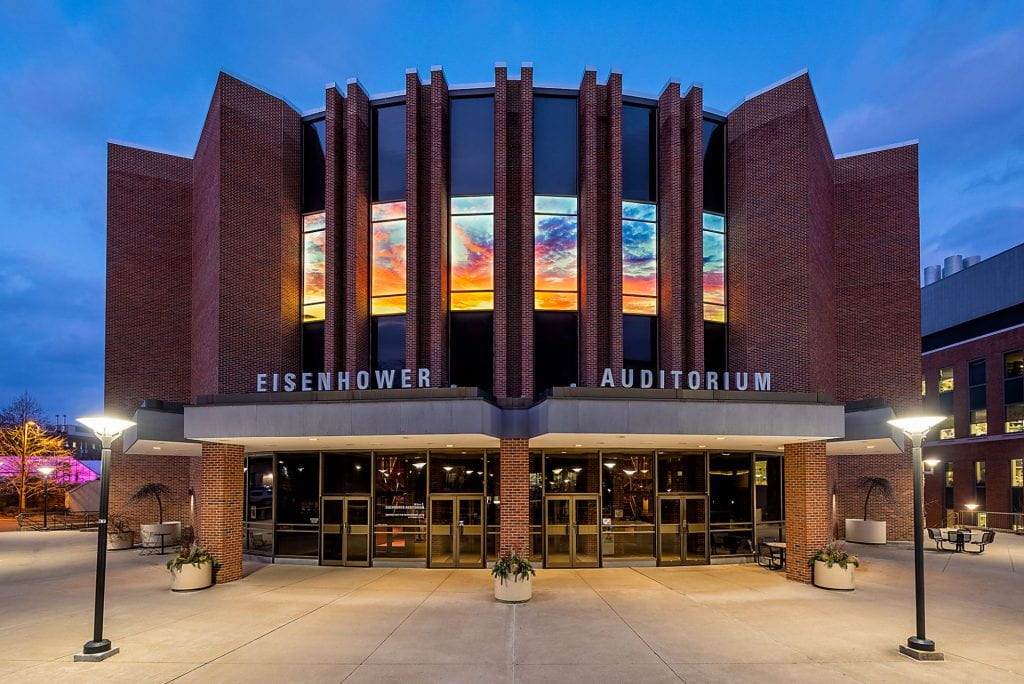 photograph of the facade of Eisenhower auditorium